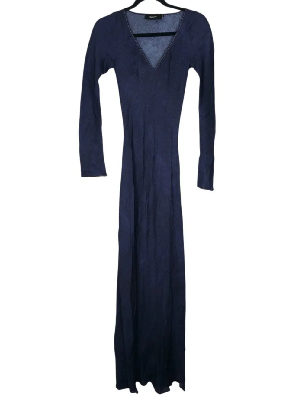 Realisation Par The Odilia Dress Dark Denim Blue Long Sleeve Silk Maxi Size XS